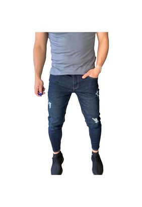 Jeans Destroyed Super Slim Ankle Azul Marino,hi-res