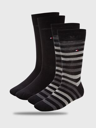 Pack De 2 Pares Socks Duo Stripe Negro Tommy Hilfiger,hi-res