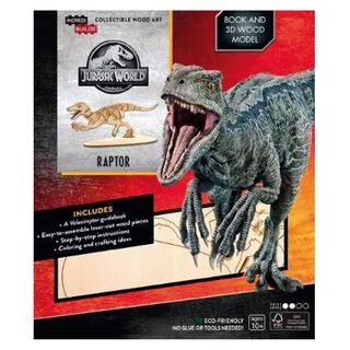 Jurassic World Raptor Libro y Modelo Armable En Madera,hi-res