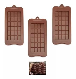 Pack X3 Moldes De Chocolate Barra De Chocolate Silicona ,hi-res