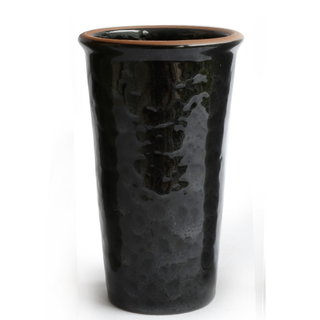 Florero Ceramico Centro de Mesa, Cilindrico 20cm Negro Brillante,hi-res