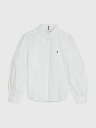 Camisa De Algodón Organico Logo Blanco Tommy Hilfiger,hi-res
