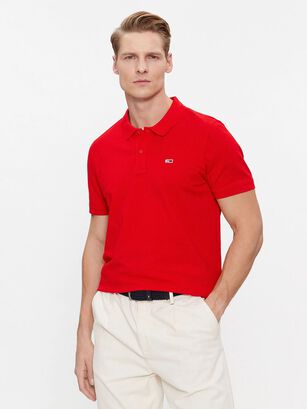 POLO SOLID SLIM FIT ROJO TOMMY JEANS,hi-res