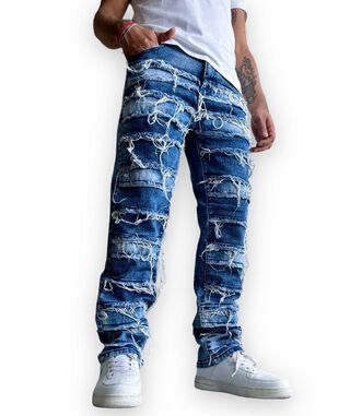 Jeans Hombre Intervenidos Con Desgastes Y Partes De Jeans,hi-res