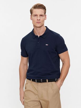 POLO SOLID SLIM FIT AZUL TOMMY JEANS,hi-res