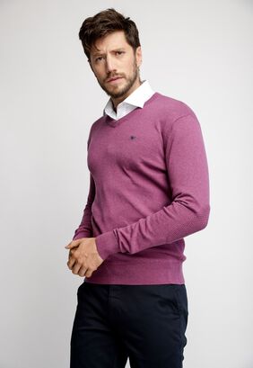 Sweater Melange Smart Casual Purple Melange,hi-res