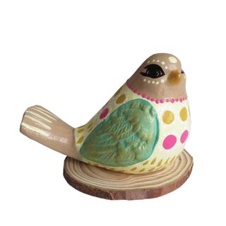 Pájaro decorativo de cerámica en base de madera,hi-res