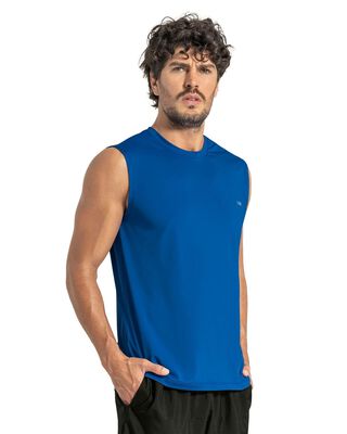 Camiseta manga sisa deportiva y de secado rápido para hombre 508023 Azul,hi-res