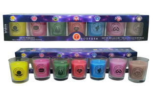 Set velas aromáticas 7 poderes con vaso de vidrio c/u - krishna,hi-res