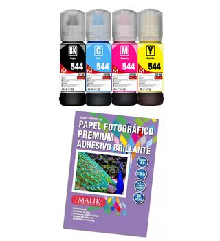 Papel Adhesivo Glossy 135gm/50hjs+4 Tintas para Epson L8180,hi-res