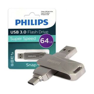 Pendrive Philips Snap 64GB Tipo C 3.0 a USB Gris,hi-res