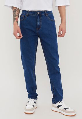 Jeans Hombre Skinny Fit Spandex Liso Azul Oscuro Corona,hi-res
