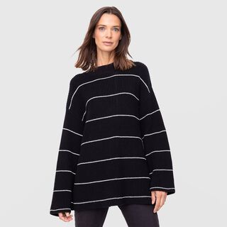 Women Sweater Line White And Black  Black Bubba,hi-res