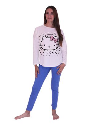 Pijama Mujer Algodón Largo Estampado Hello Kitty,hi-res