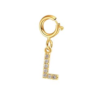 Cadena Eslabones Oro Amarillo 18k Charm Letras Inicial L Full Diamante,hi-res