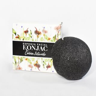 Esponja facial Konjac con carbón activo,hi-res