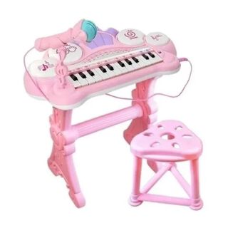 Juguete Teclado Piano Musical Con Microfono Rosado Infantil,hi-res
