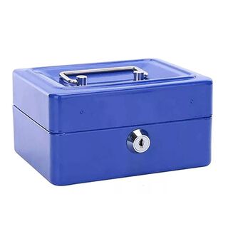 Caja De Seguridad Metálica con Llave Azul,hi-res