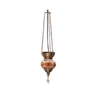 Lámpara turca colgante tricadena XS rombos naranjo,hi-res