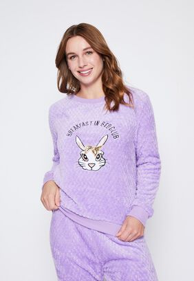 Pijama Mujer Morado Polar Motas Family Shop,hi-res