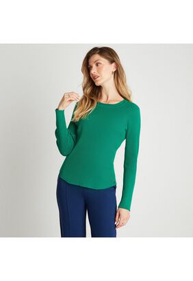 Sweater Con Escote Redondo Verde,hi-res