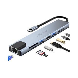 Adaptador Tipo C 8 en 1 Hub USB 3.0 HDMI 4k Multipuerto para Macbook, Windows,hi-res