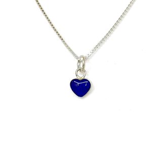 Collar Corazón Azul Esmaltado Mini Plata Fina 925,hi-res