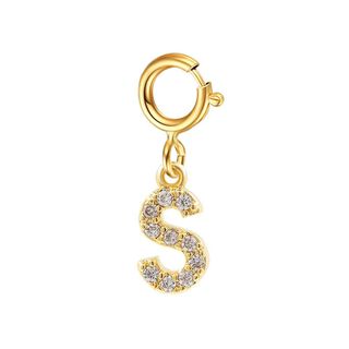 Cadena Eslabones Oro Amarillo 18k Charm Letras Inicial S Full Diamante,hi-res