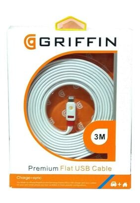 Cable Carga Sincro Datos Flat Griffin iPhone Lightning 3mts,hi-res