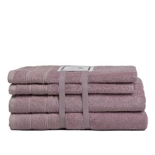 Set de toallas Deluxe con elegante guarda clásica en 100% algodón turco 620gr. Color Malva,hi-res