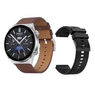 Smartwatch Reloj Inteligente Bluetooth llamadas DT3 PRO MAX - Plata cuero/silicona,hi-res
