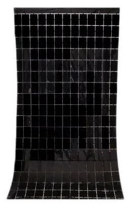 Cortina Decorativa Metálica Diseño Cuadros color Negro,hi-res