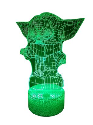 Lámpara ilusión 3D Baby Yoda 7 Colores Led Bebe Yoda,hi-res