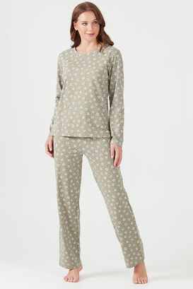 Pijama de mujer New Poli Verde Estampado,hi-res
