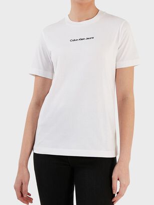 Camiseta con cuello redondo y logo Blanco Calvin Klein,hi-res
