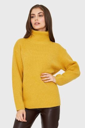 Sweater Cuello Alto Básico Amarillo Nicopoly,hi-res