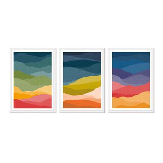 Set Triple Cuadros Abstracto Mar Colorido,hi-res