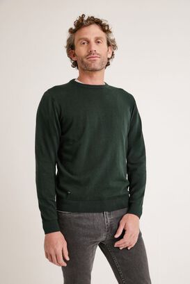 Sweater hombre cuello redondo liso phelps verde,hi-res