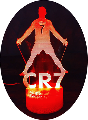 Lampara ilusión 3D Cristiano Ronaldo 7 Colores Led CR7,hi-res