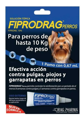 Fiprodrag Pipeta Antipulgas Perros Hasta 10 Kg 0,67 ml,hi-res