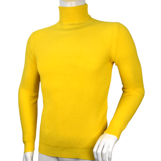 Sweater Hombre Elasticado Cuello Alto Beatle Amarillo,hi-res
