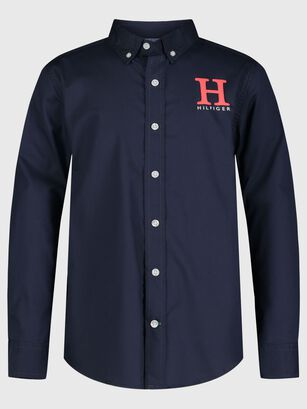 Camisa Essential Con Logo Azul Tommy Hilfiger,hi-res