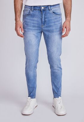 Jeans Hombre Skinny Destroyer Azul Sioux,hi-res