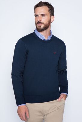 Sweater Round Neck Paris Navy,hi-res