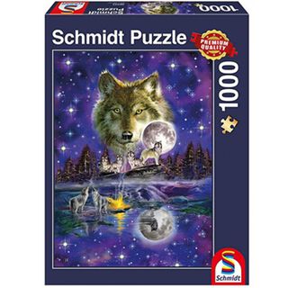 Puzzle 1.000 piezas Lobo en luna llena,hi-res