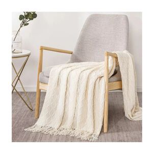 Manta Decorativa Tejida Estilo Nordico Para Sofa Sillon Cama Blanco,hi-res