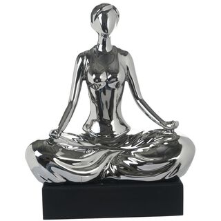 Figura Decorativa Padmasana Silver,hi-res