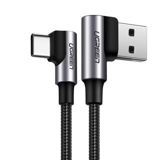 UGREEN Cable USB-C en ángulo a USB 2.0 A ángulo trenzado 1m,hi-res
