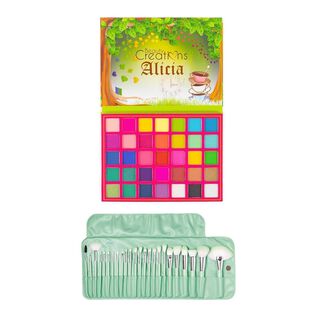 Pack Paleta De Sombra “Alicia”+ Set 24 Brochas Pastel Lime Party de Beauty Creations,hi-res