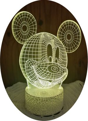 Lámpara ilusión 3D Cara De Mickey Mouse 7 Colores Led,hi-res